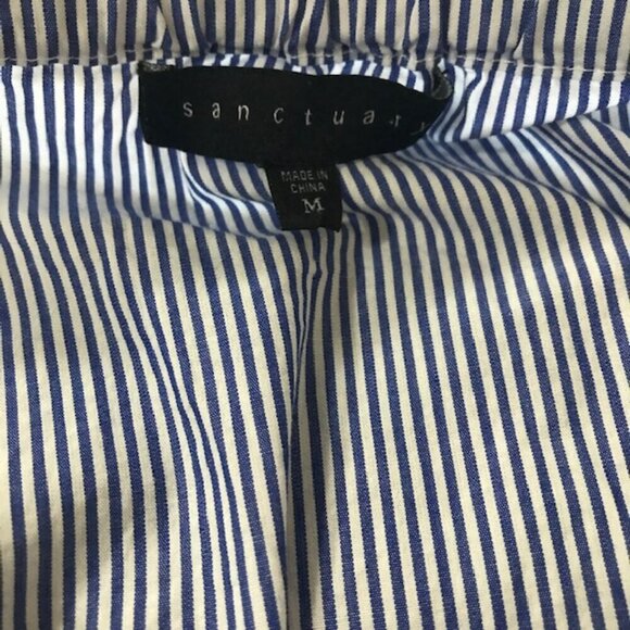 Sanctuary Blue and White Bell Sleeve Off-Shoulder Blouse - Picture 6 of 9